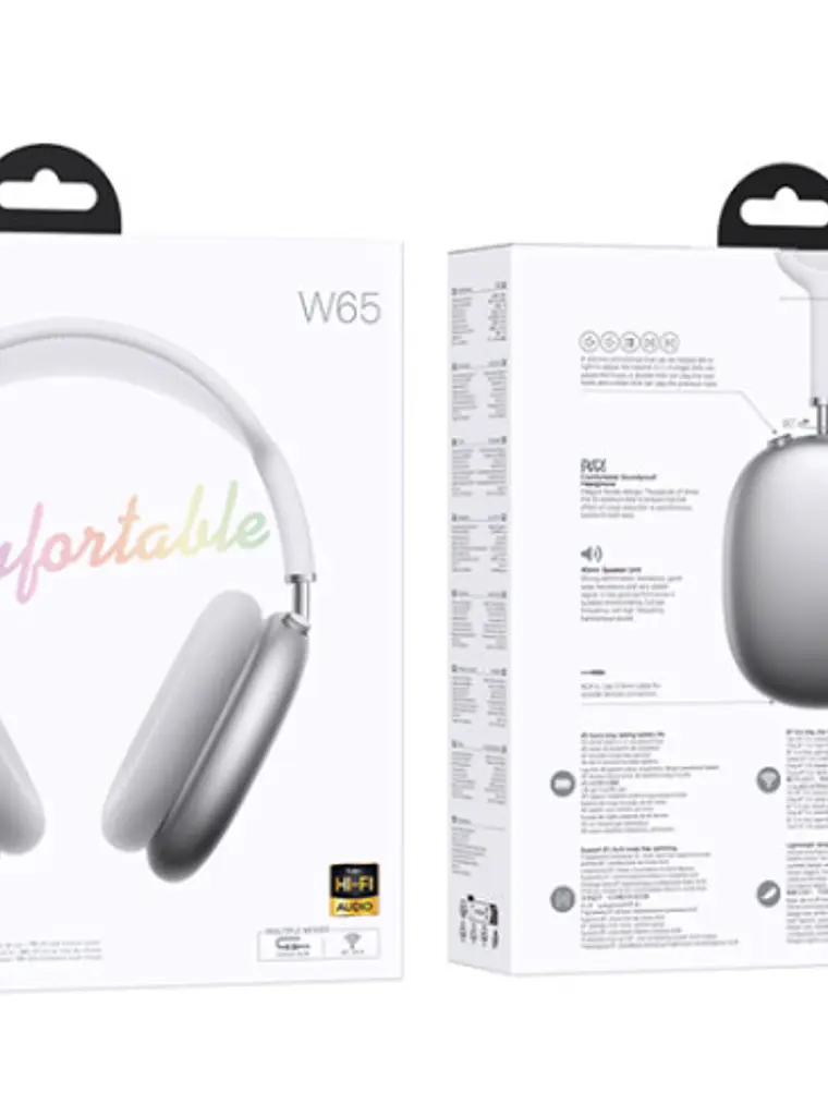 Audífonos Inalámbricos Hoco W65 Bluetooth con Micrófono y Cancelación de Ruido color plata 2