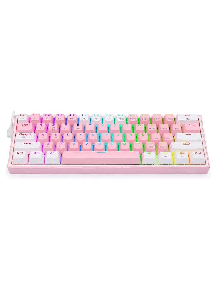 Teclado gamer Redragon Fizz QWERTY Red inglés US color rosa y blanco con luz RGB 3