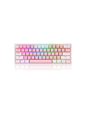 Teclado gamer Redragon Fizz QWERTY Red inglés US color rosa y blanco con luz RGB
