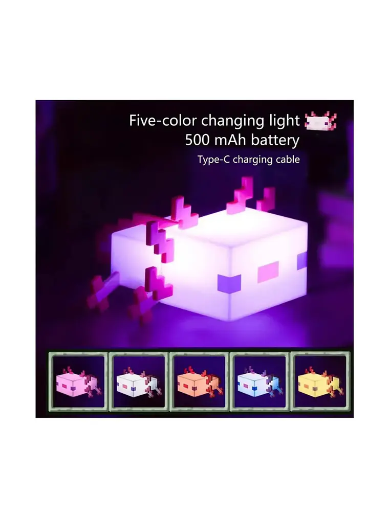 Lampara Decorativa Minecraft Ajolote RGB 4