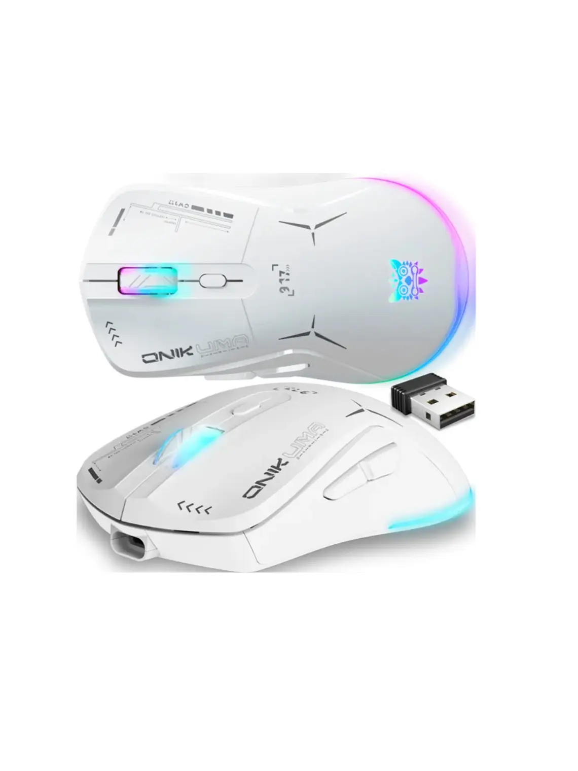 Mouse Gamer Onikuma Inalambrico CW917 Rgb Blanco 3
