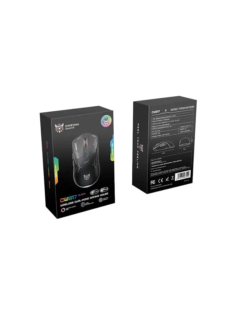 Mouse Gamer Inalambrico Recargable Onikuma Cw917 Rgb Negro 3