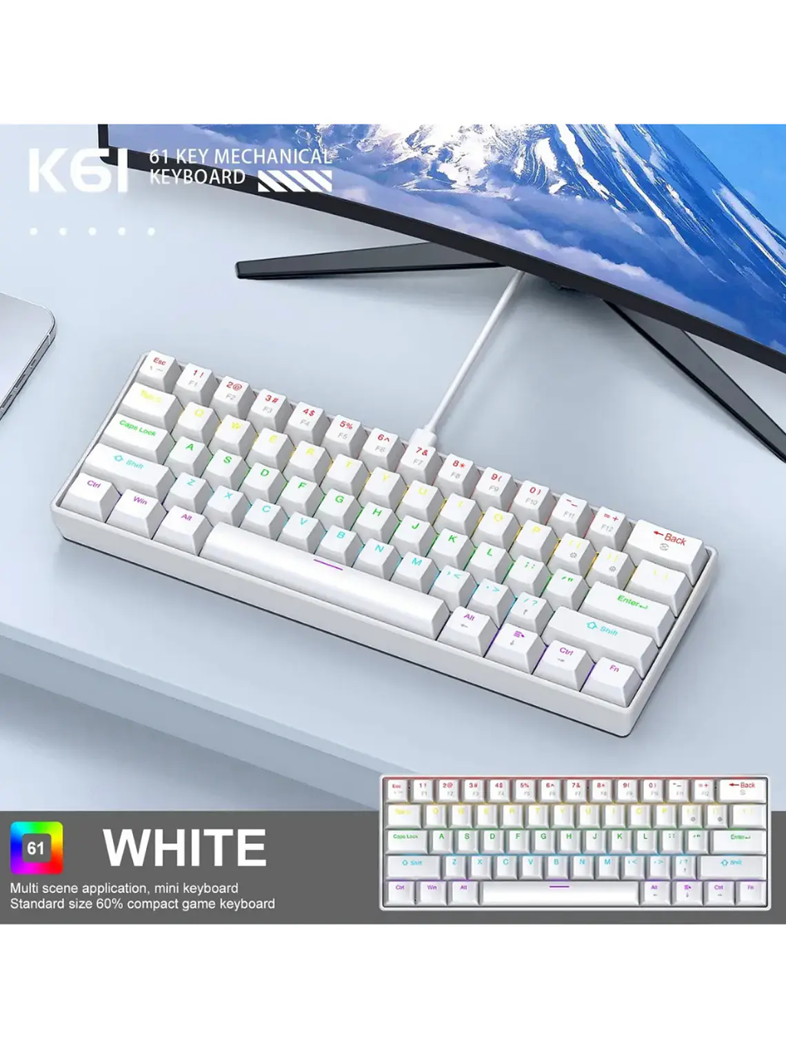 Teclado Mecánico Gamer APAYADO K61 WH 2
