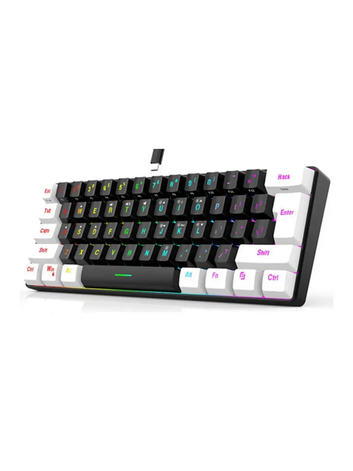 Teclado Mecanico 60% Gamer 61 teclas G70 blanco y negro 1