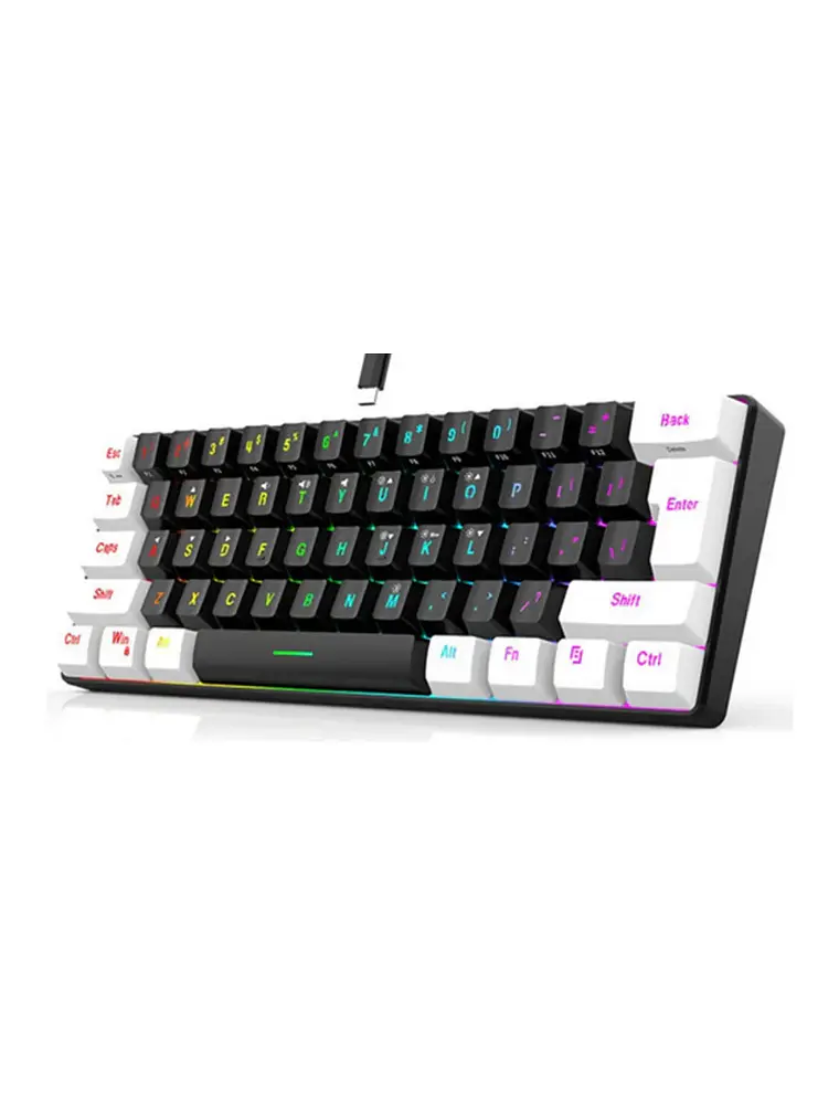 Teclado Mecanico 60% Gamer 61 teclas G70 blanco y negro 1