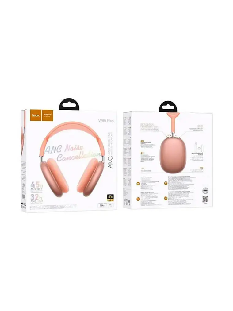 Audífonos Inalámbricos Hoco W65 Bluetooth con Micrófono y Cancelación de Ruido color naranja 2