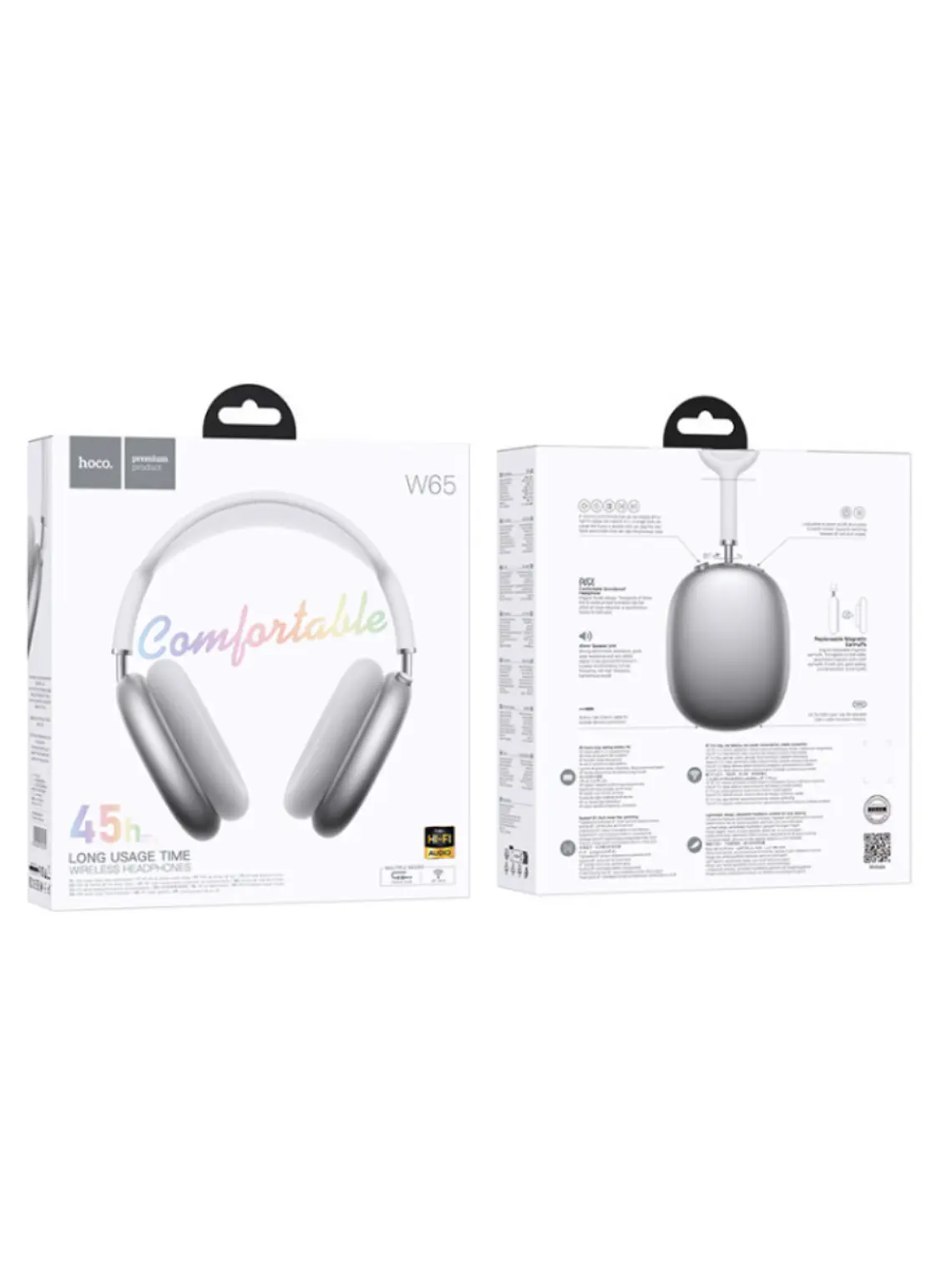 Audífonos Inalámbricos Hoco W65 Bluetooth con Micrófono y Cancelación de Ruido color plata 2