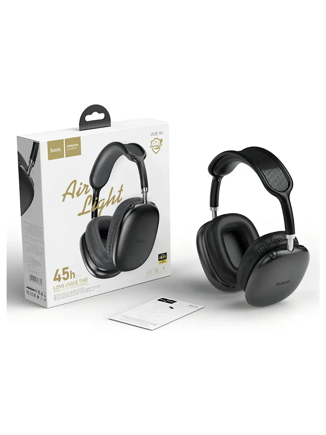 Audífono Bluetooth Hoco W35 Air 45hrs Para iPhone O Android Color Negro 2