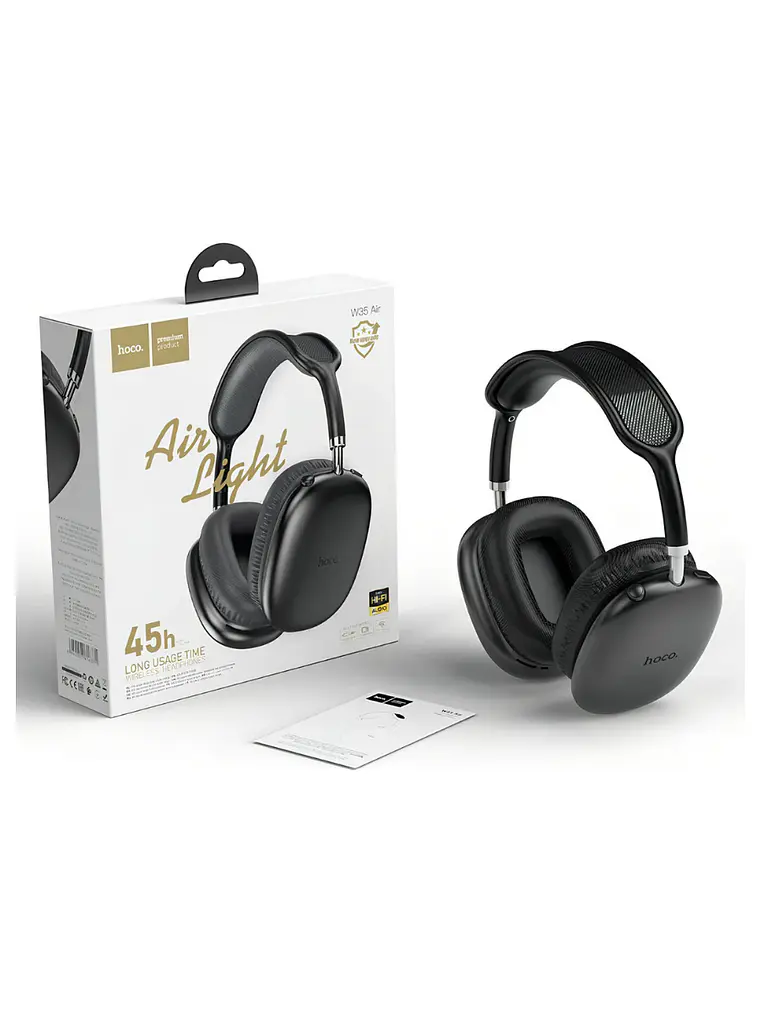 Audífono Bluetooth Hoco W35 Air 45hrs Para iPhone O Android Color Negro 2