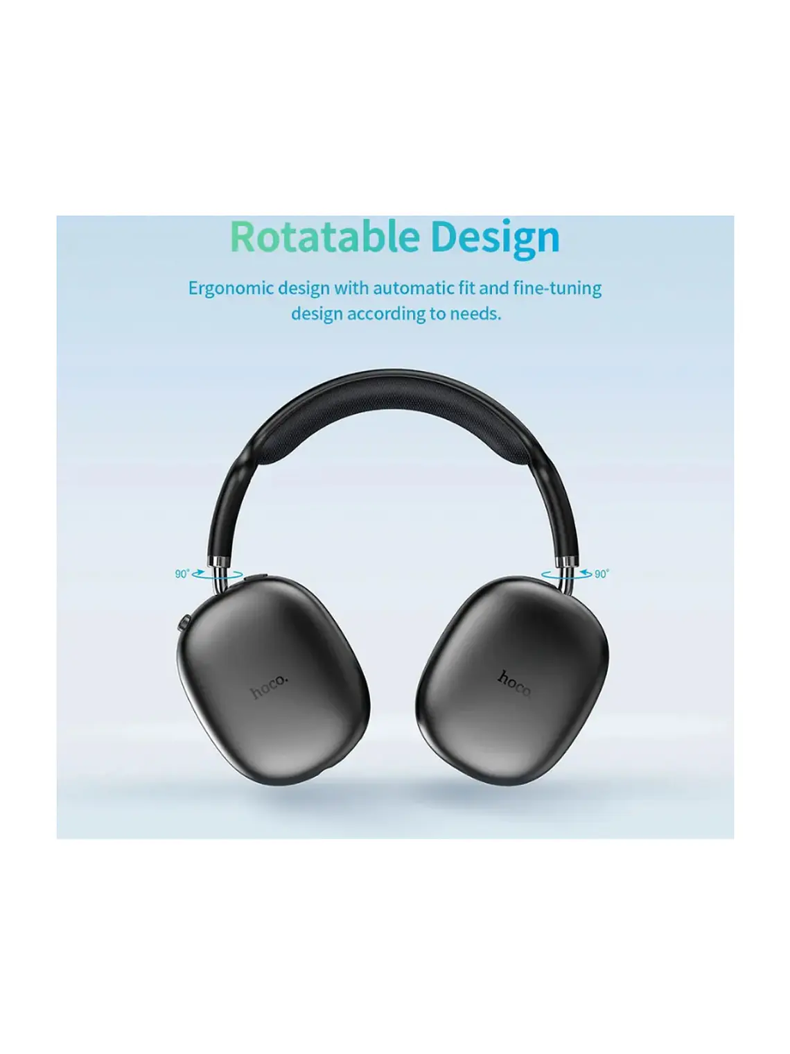 Audífono Bluetooth Hoco W35 Air 45hrs Para iPhone O Android Color Negro 3