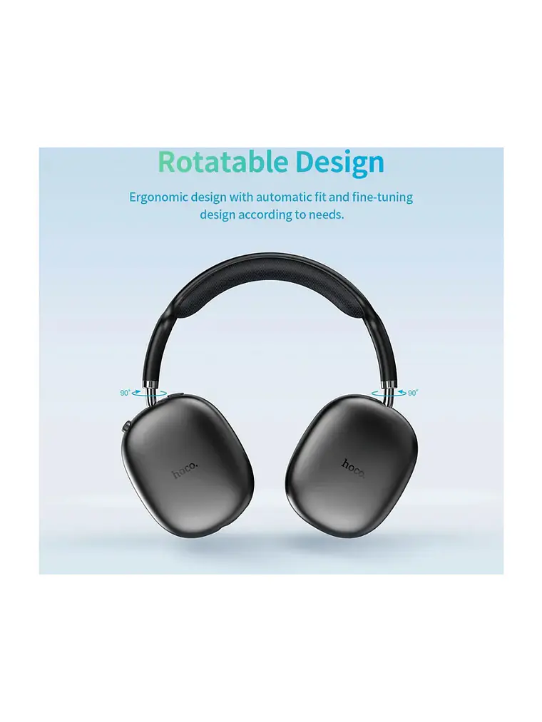 Audífono Bluetooth Hoco W35 Air 45hrs Para iPhone O Android Color Negro 3