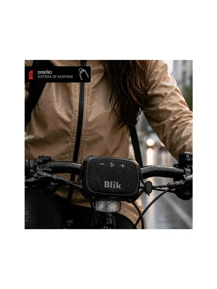 Parlante Bluetooth Blik Rider 8w Ipx7 5h Clip Tws Negro 3