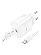 Cargador Borofone BA82A 25W Tipo C Rápido + Cable USB-C Blanco - Miniatura 2