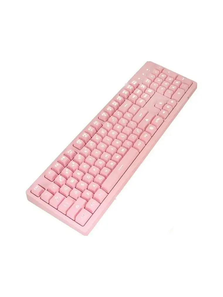Teclado Gamer Generico Membrana Rosado Idioma Inglés  2