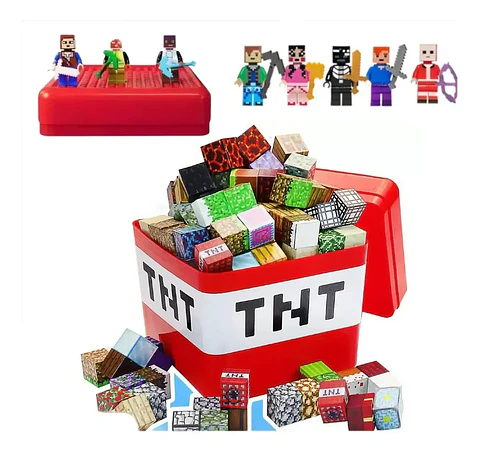 Minecraft Juego De 150 Bloques Magneticos de 2x2 cm Aleatorios + Caja TNT