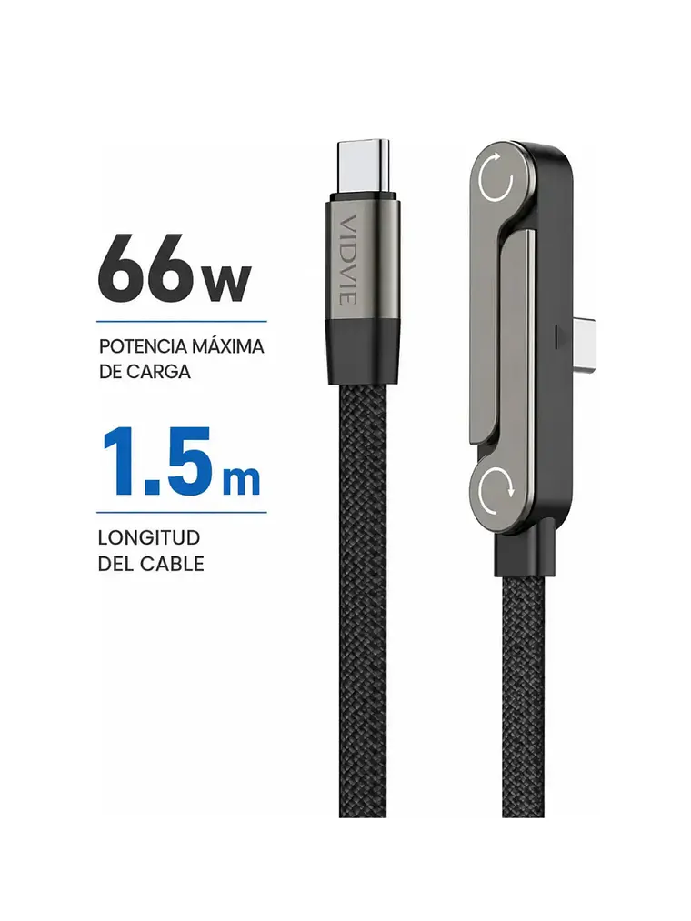 Cable Super Carga Rapida 66w Tipo C a C Soporte Plegable 1