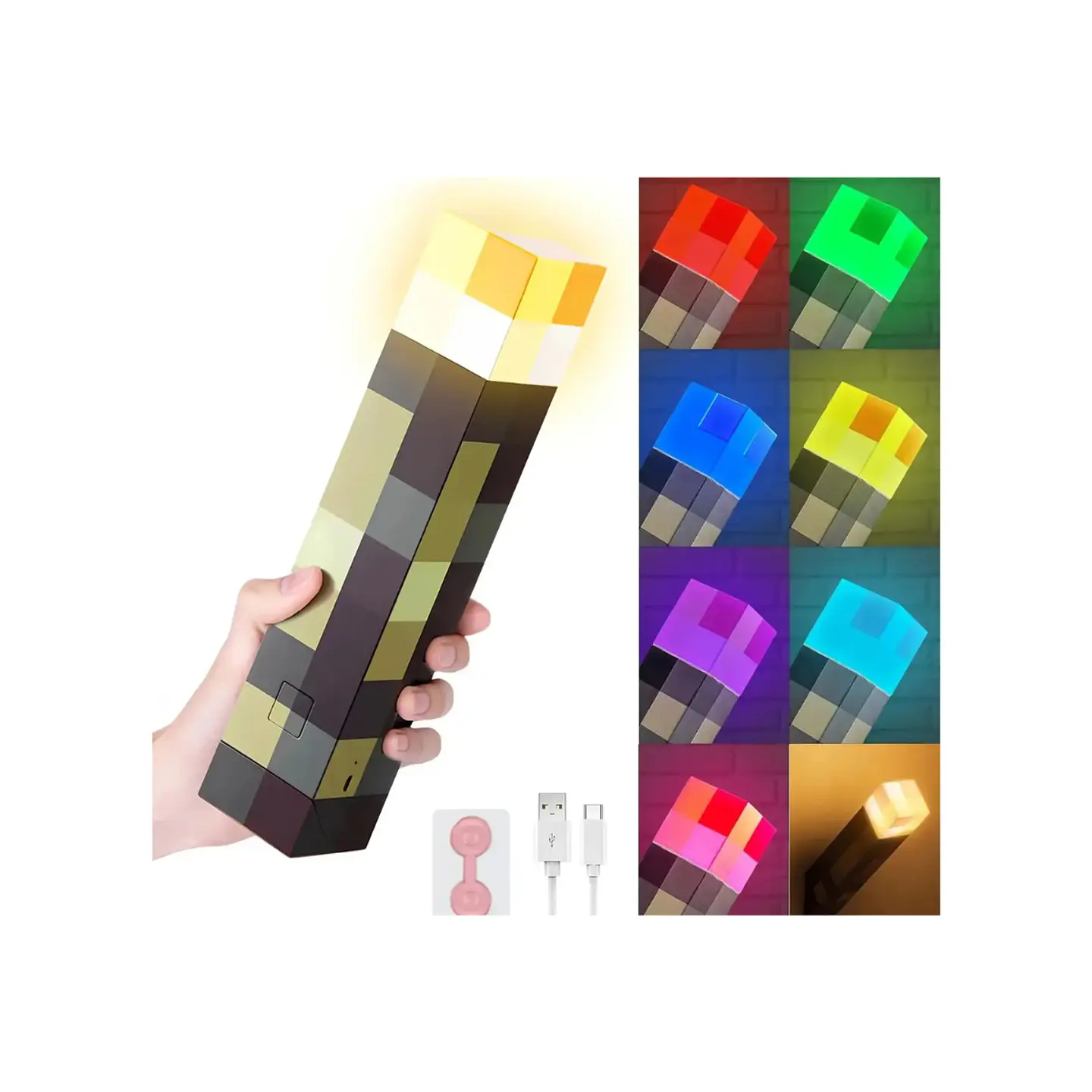 Lampara Minecraft decorativa antorcha Sin sujetador de Pared 2