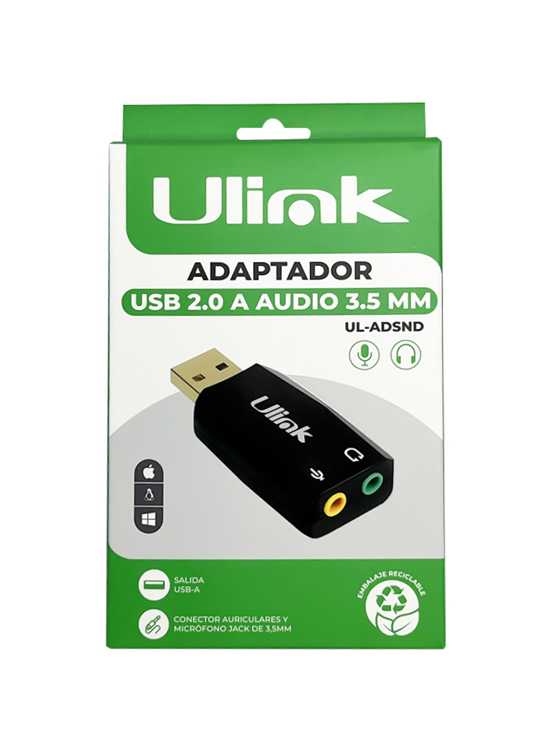 ADAPTADOR USB 2.0 A AUDIO 3.5MM 1