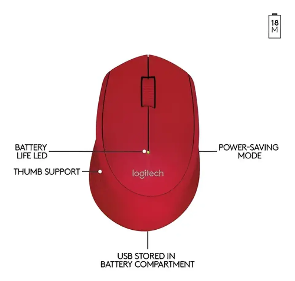 MOUSE LOGITECH M280 ROJO 3