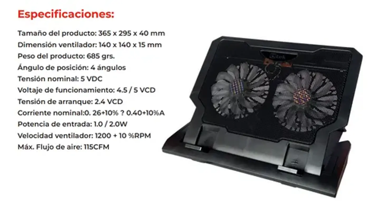 COOLING PAD UTEK 2 VENTILADORES 2