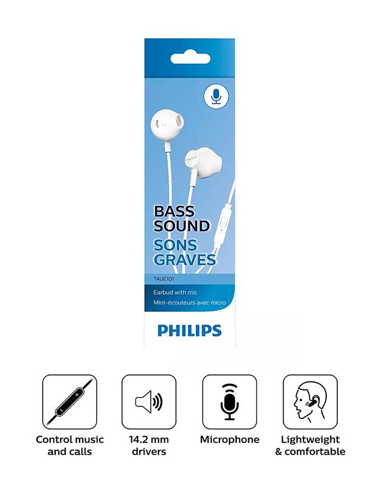 AUDIFONO PHILLIPS TAUE101 BLANCO 1