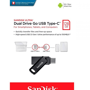 PENDRIVE DUAL SANDISK TIPO C 128 GB