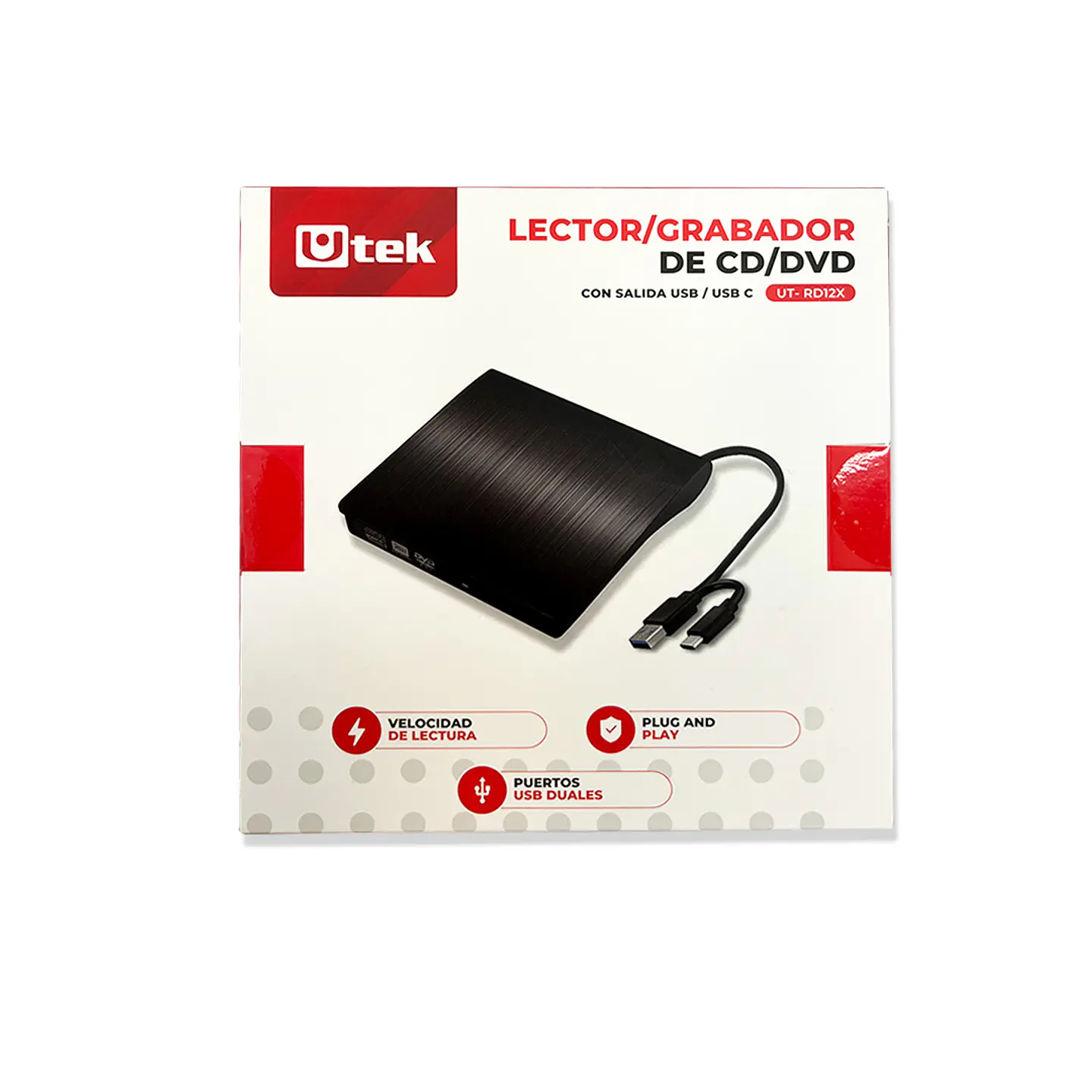 LECTOR Y GRABADOR DE CD Y DVD UTEK 2