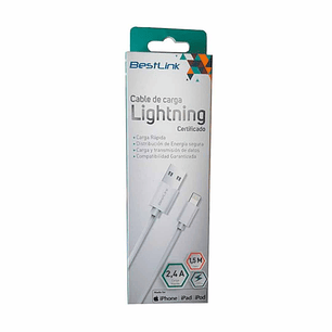 CABLE BESTLINK LIGHTNING CERTIFICADO 1.5 MTS