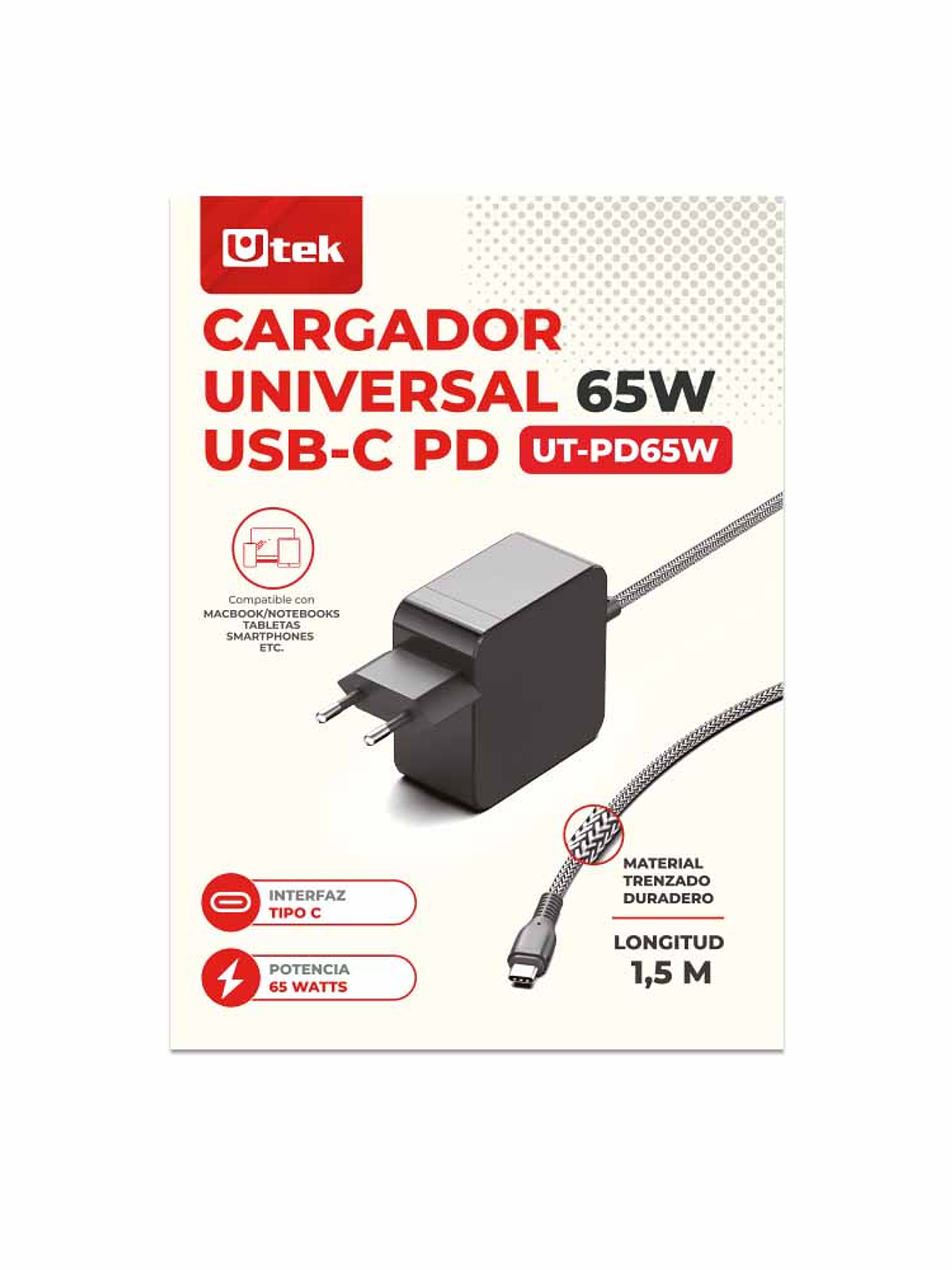 CARAGADOR UNIVERSAL TIPO C UTEK 65 W 2