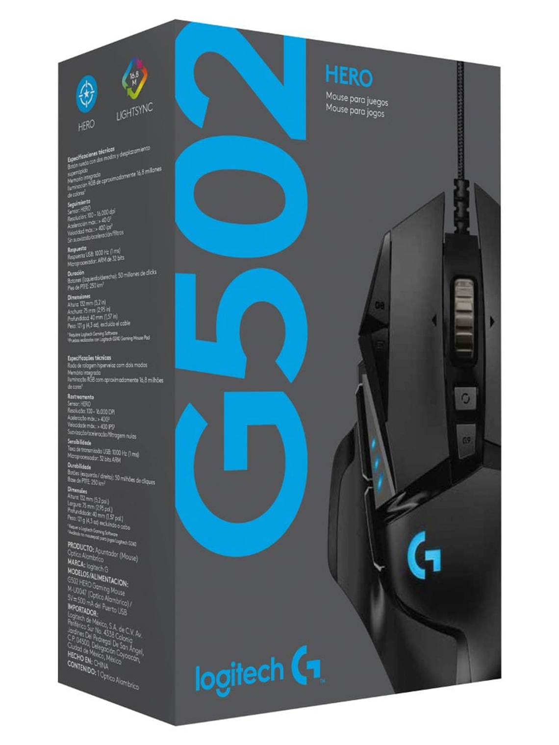 Mouse Gamer Logitech G502 Hero, Gaming Mouse, 16,000 DPI, 11 Botones 4