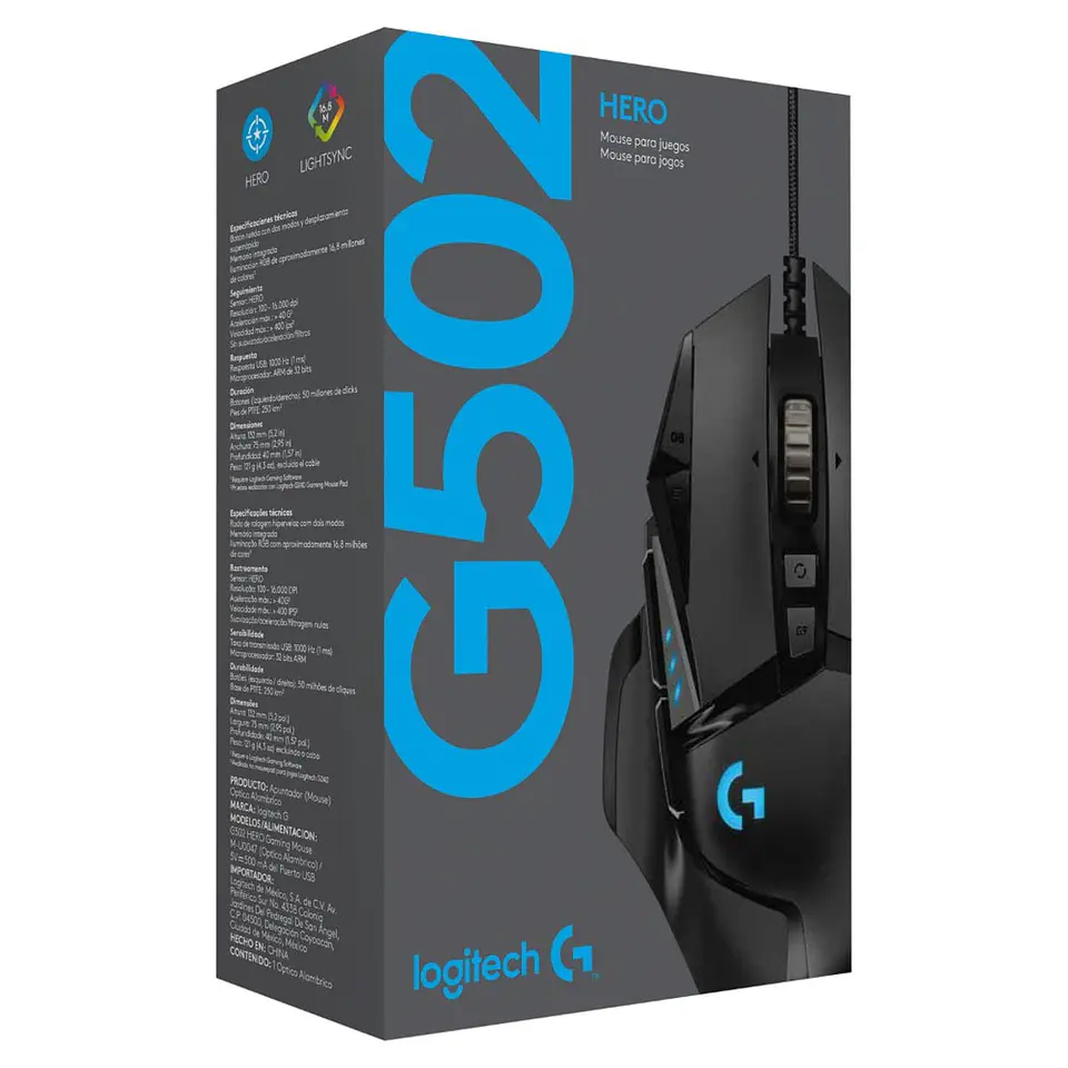 Mouse Gamer Logitech G502 Hero, Gaming Mouse, 16,000 DPI, 11 Botones 4