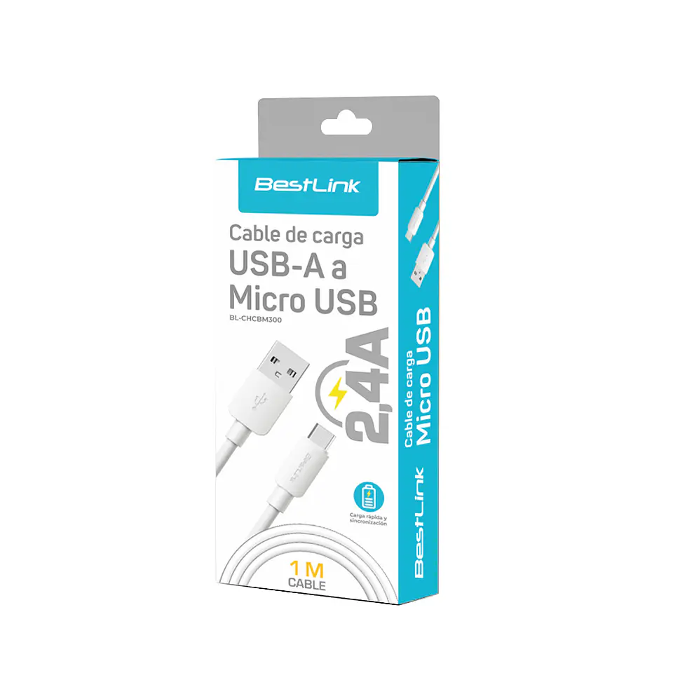 Cable de carga USB-A a Micro USB 2,4A PVC 1m  2