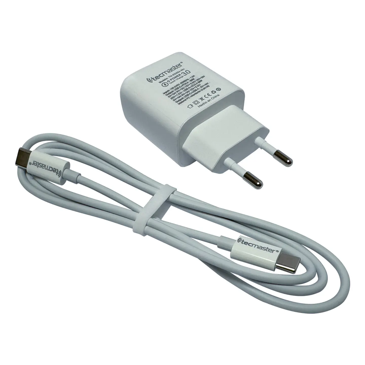 TECMASTER CARGADOR QUICK CHARGE 30W, PUERTOS USB-A Y TIPO-C PD 3.0 4