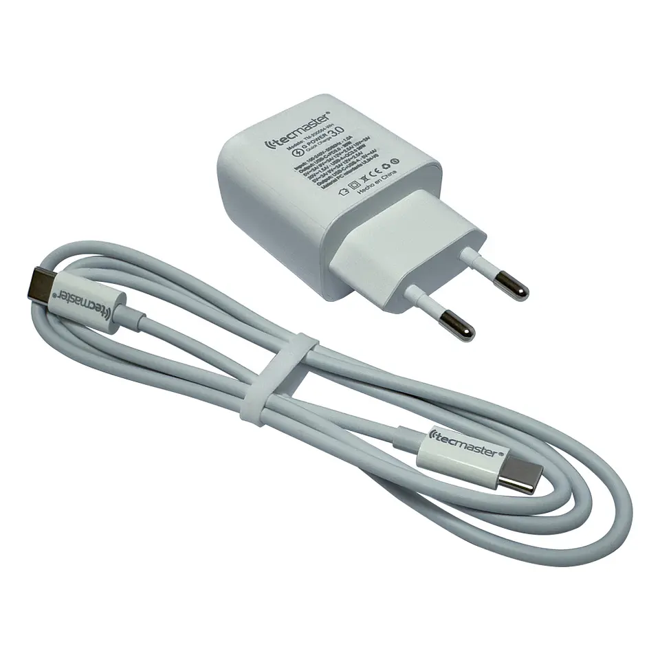 TECMASTER CARGADOR QUICK CHARGE 30W, PUERTOS USB-A Y TIPO-C PD 3.0 4