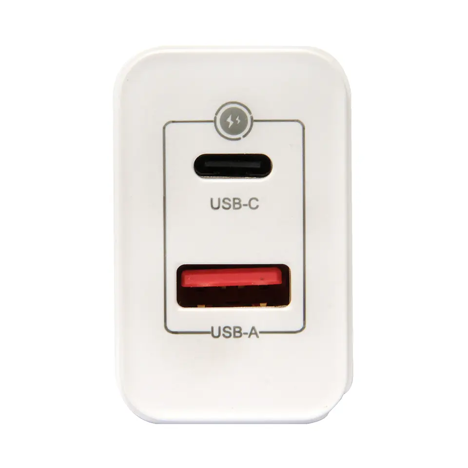 TECMASTER CARGADOR DE PARED, FAST CHARGING 2 PUERTOS, 1PD3.0 + 1QC3.0 – 45W, BLANCO 1