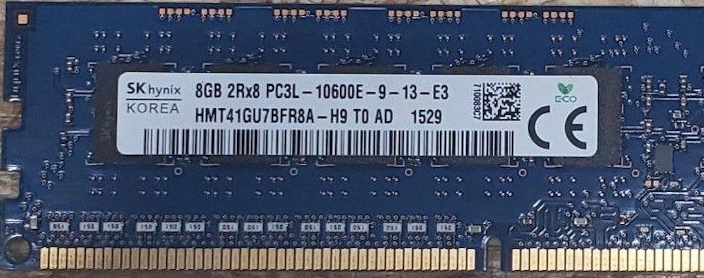 Memoria Ram 8gb / 1333Mhz EDIMM PC3L-10600E / Ecc Unbuffered  / 1.35v / 647658-081 647909-B21