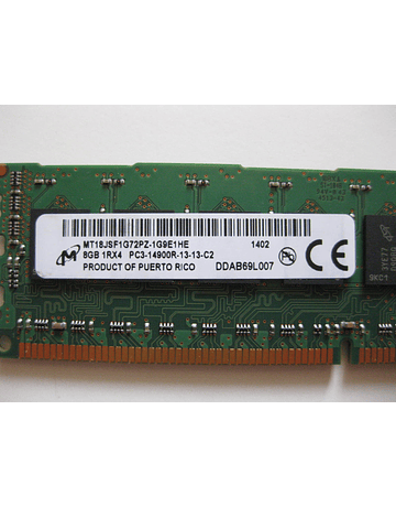 Memoria Ram 8gb / 1866Mhz RDIMM PC3-14900R / Ecc Registered / 712382-071 715273-001