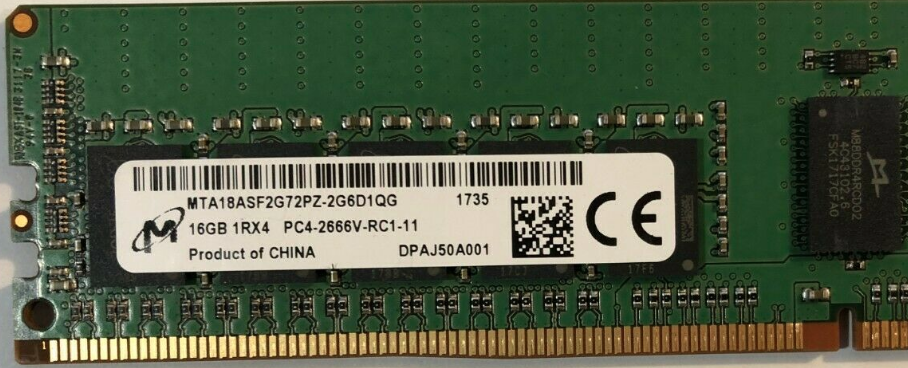 Memoria Ram 16gb / 2666Mhz RDIMM PC4-21300R - 2666V-R / Ecc Registered / 868846-001 840756-091