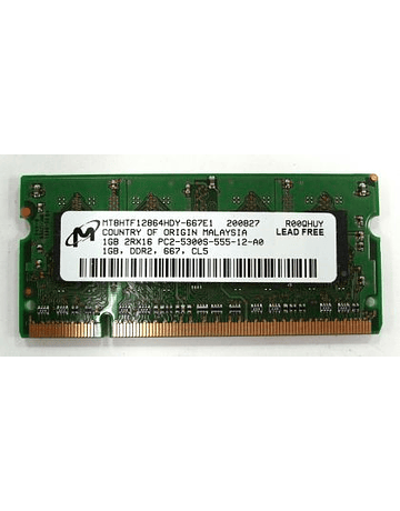 Memoria Ram 2gb / 667Mhz SODIMM PC2-5300S 