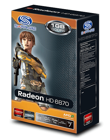 Tarjeta de Video Sapphire AMD Radeon HD 6870 PCIe 2.1 Graphics Video Card 1GB GDDR5 / 2 x DVI / 2 x DP / HDMI