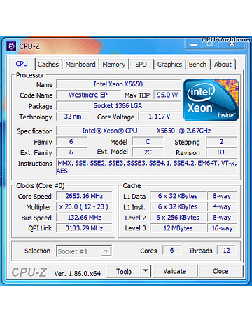 (A pedido) CPU Intel Xeon X5650 6-Core 2.66GHz 12MB 6.4GT/s LGA1366 SLBV7 Server CPU Processor