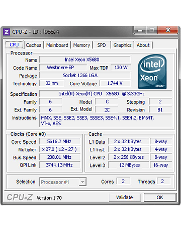 (A pedido) CPU Par Identico de Intel Xeon X5675 6-Core 3.06GHz 12MB 6.4GT/s LGA1366 SLBV7 Server CPU Processor