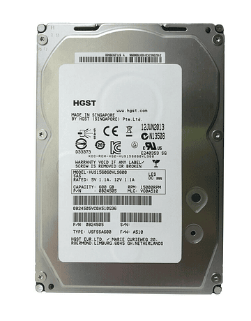 Disco Duro SAS 600GB Hitachi Ultrastar 3.5" HGST 15K Server HDD HUS156060VLS600 0B24505 3.5" Enterprise Class Calidad Empresarial