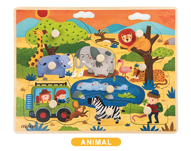 Puzzle madera animales safari