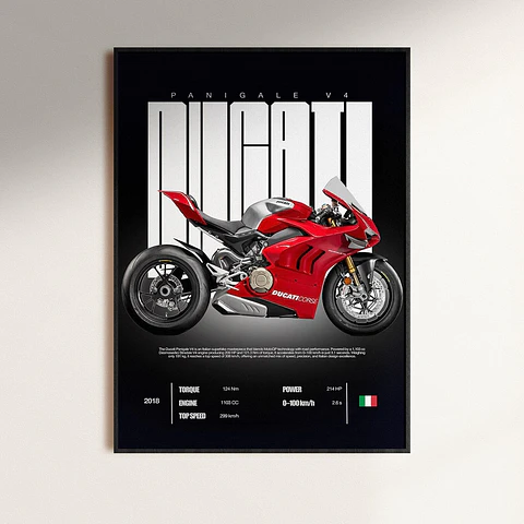 Cuadro Moto Ducati Panigale V4 + Marco Negro