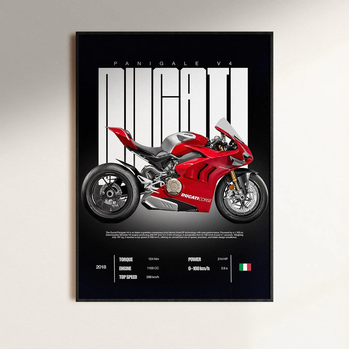 Cuadro Moto Ducati Panigale V4 + Marco Negro 1