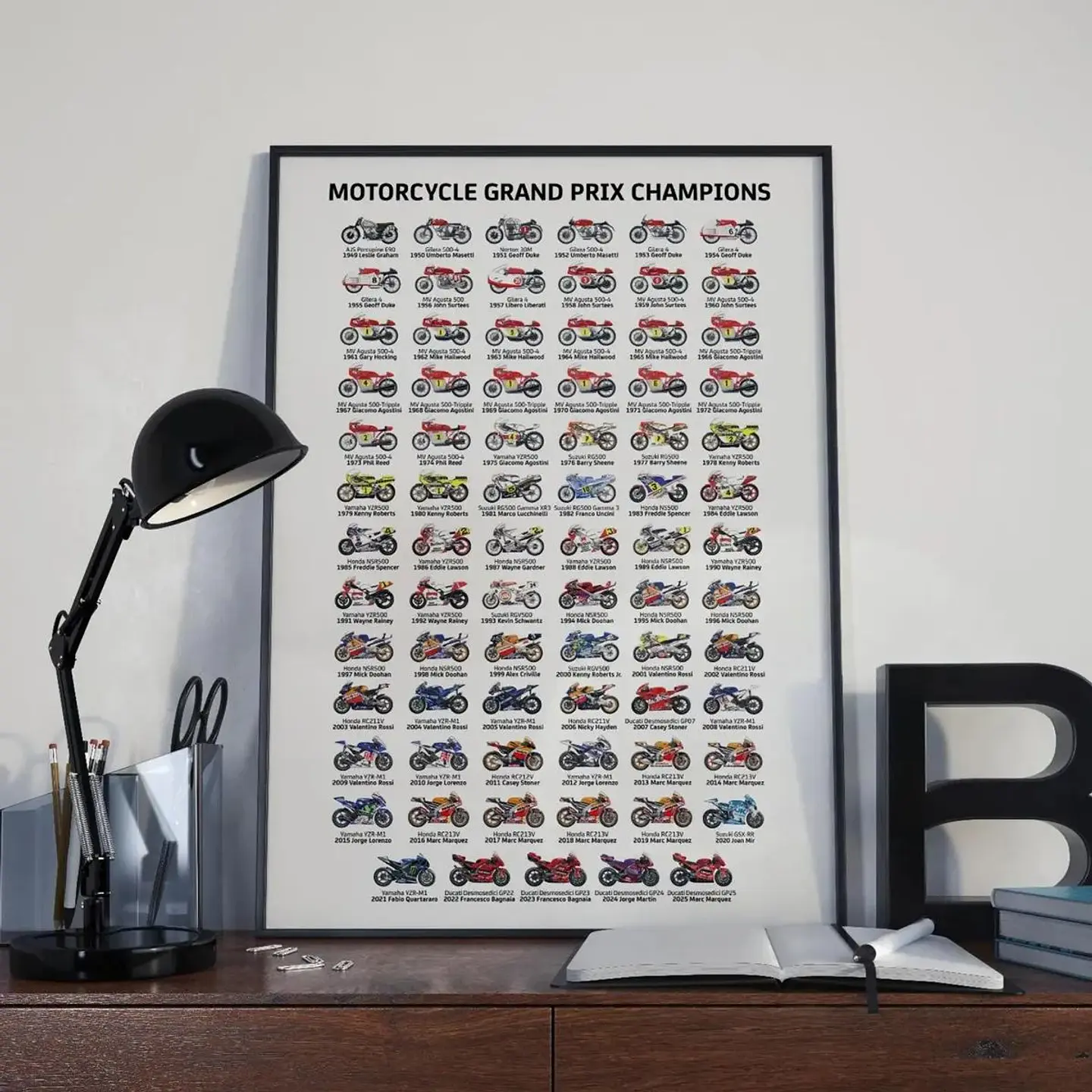 Cuadro Historico Campeones Del Mundo De Moto Gp 1