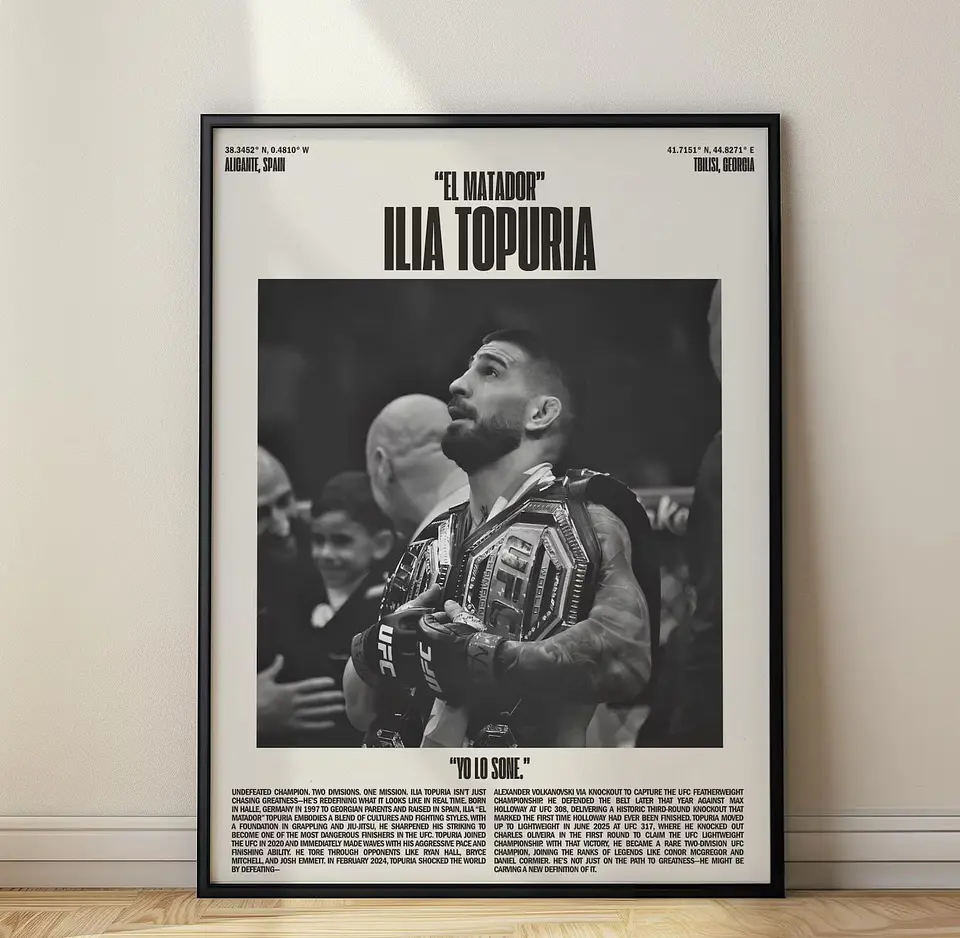 Cuadro de Ilia Topuria UFC VIII Peleador MMA + Marco 1