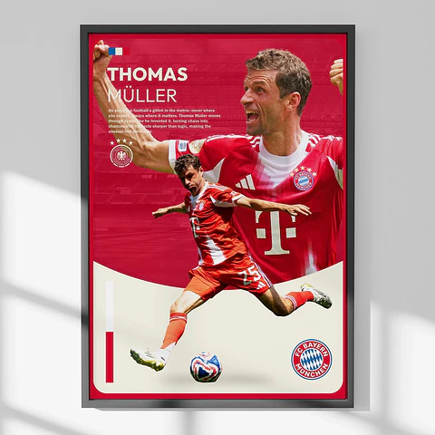 Cuadro de Futbolista Thomas Müller Futbol + Marco Negro