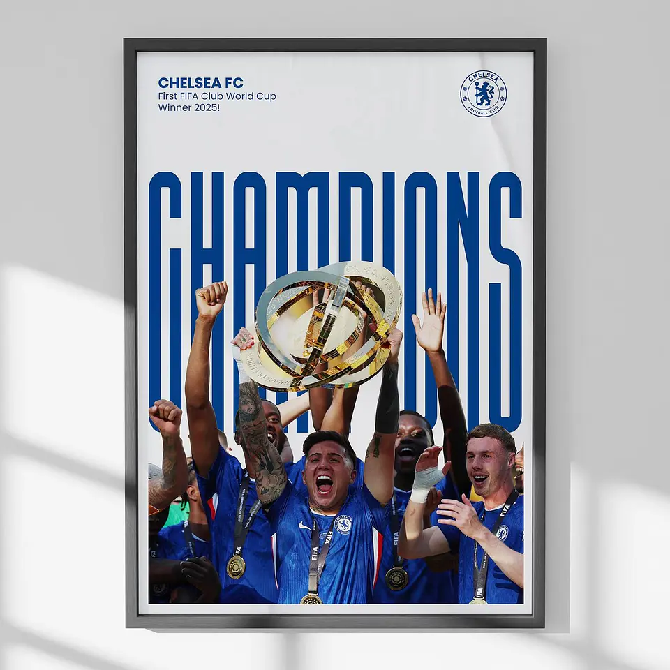 Cuadro De Chelsea Futbol Campeón Del Mundial De Clubes + Marco Negro 1